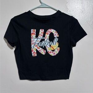 Black KC Football women’s‎ cropped T-Shirt handmade graphic tee